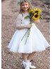 Ivory Pearl Beaded Flower Girl Dress With Horsehair Hem